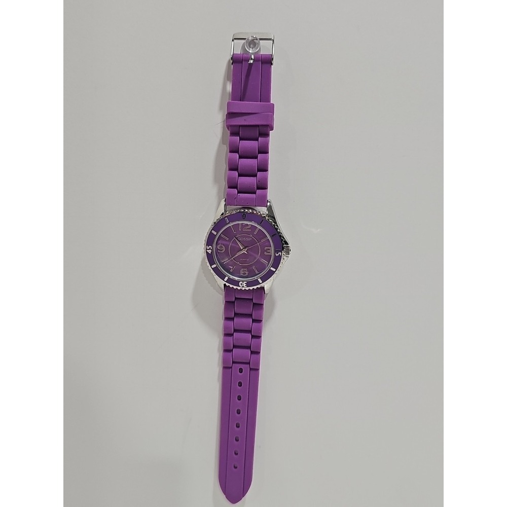 Ladies Gossip Silver Tone Purple Silicone Band Analog Watch